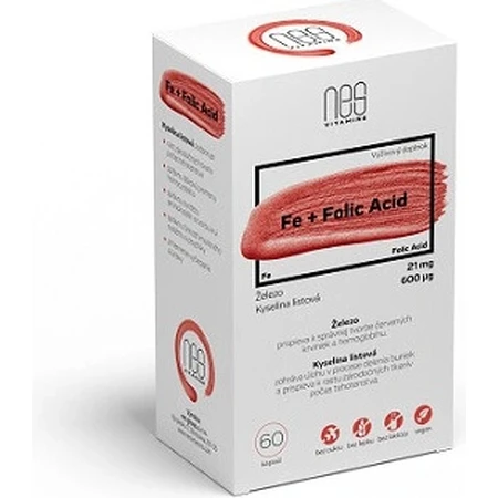 nesVITAMINS Fe 21 mg + Acide folique 600 µg 1×60 cps, complément alimentaire
