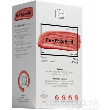 nesVITAMINS Fe 21 mg + Acide folique 600 µg 1×60 cps, complément alimentaire