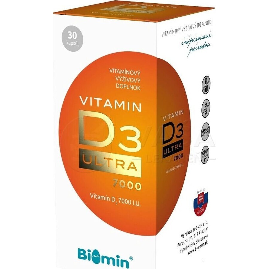 Biomin Vitamin D3 Ultra 7000 IU 1×30 cps , food supplement