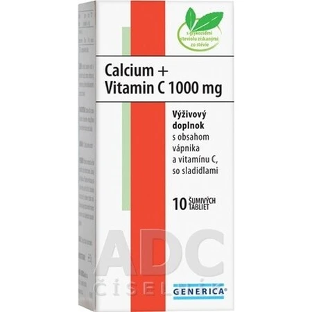 GENERICA Calcium + Vitamine C 1000 mg 1×10 tbl, complément alimentaire