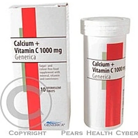 GENERICA Calcium + Vitamine C 1000 mg 1×10 tbl, complément alimentaire