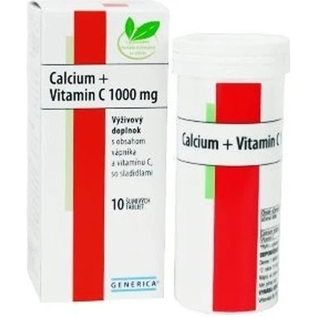 GENERICA Calcium + Vitamine C 1000 mg 1×10 tbl, complément alimentaire