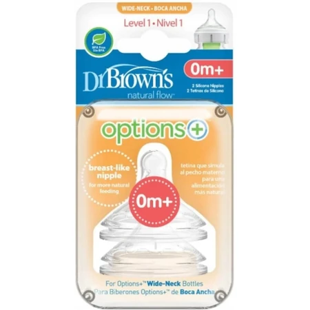 Dr. BROWN'S OPTIONS+ LEVEL 1 1×2 pcs, col large, silicone, 0M+