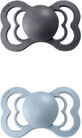 BIBS Supreme pacifier in natural rubber iron/baby blue 1&#215;2 pcs, size 1
