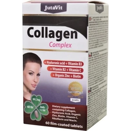 JutaVit Complejo de colágeno tbl (+ ácido hialurónico, vitaminas B3, B2, C + zinc orgánico y biotina) 1x60 unid.
