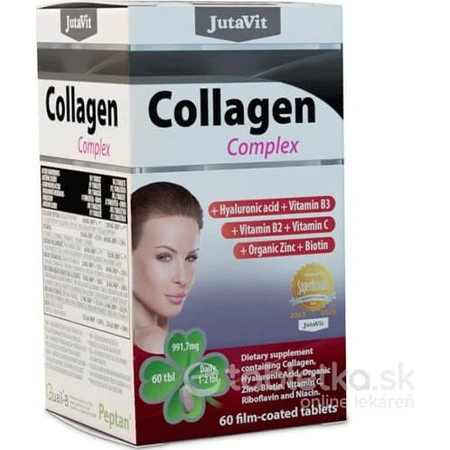 JutaVit Complejo de colágeno tbl (+ ácido hialurónico, vitaminas B3, B2, C + zinc orgánico y biotina) 1x60 unid.
