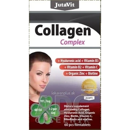 JutaVit Complejo de colágeno tbl (+ ácido hialurónico, vitaminas B3, B2, C + zinc orgánico y biotina) 1x60 unid.