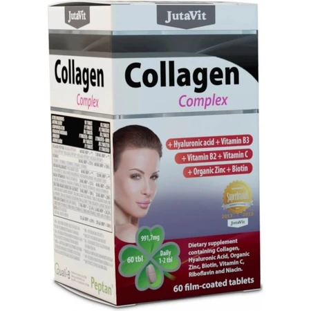 JutaVit Complejo de colágeno tbl (+ ácido hialurónico, vitaminas B3, B2, C + zinc orgánico y biotina) 1x60 unid.