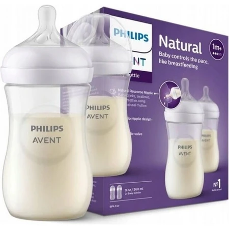 Philips AVENT Natural Response Bottle 260 ml, 1m+ 2 pcs 1×2 pcs 1×2 pcs, verre