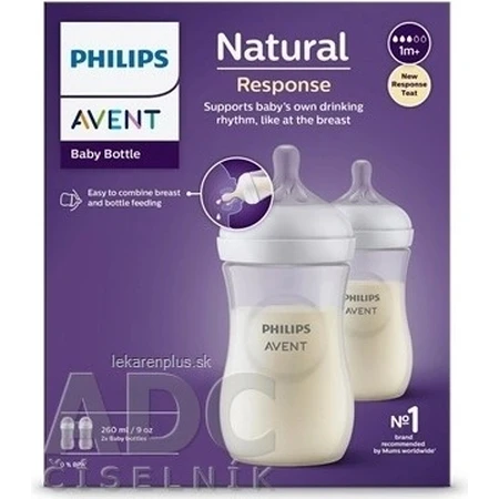 Philips AVENT Natural Response Bottle 260 ml, 1m+ 2 pcs 1×2 pcs 1×2 pcs, verre