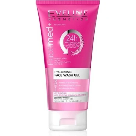 EVELINE FACEMED+ GEL LIMPIADOR HIALURÓNICO 1×150 ml, gel limpiador