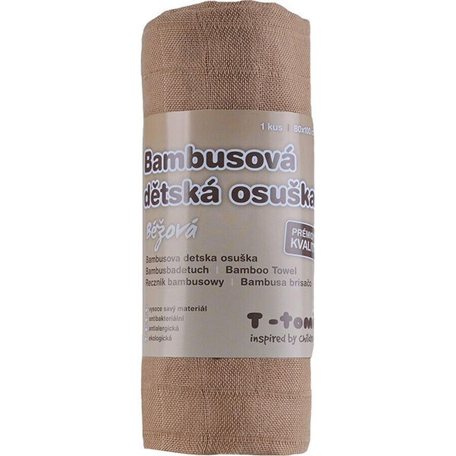 T-TOMI BIO Bambus Handtuch beige 1×1 Stück, Bambus Handtuch