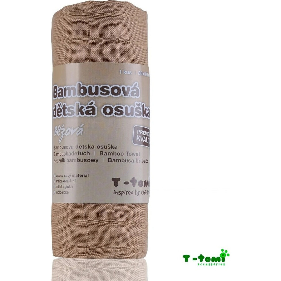 T-TOMI BIO Bambus Handtuch beige 1×1 Stück, Bambus Handtuch