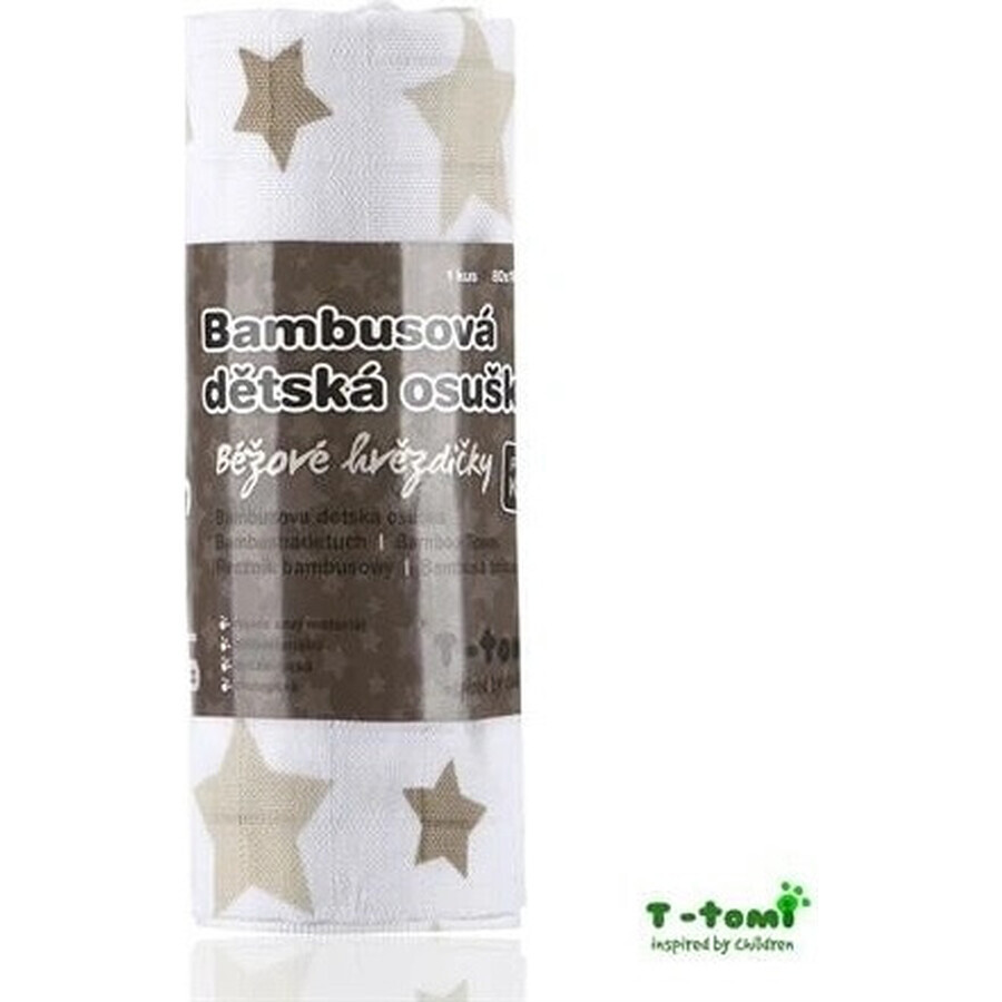 T-TOMI BIO Bambus Handtuch beige 1×1 Stück, Bambus Handtuch