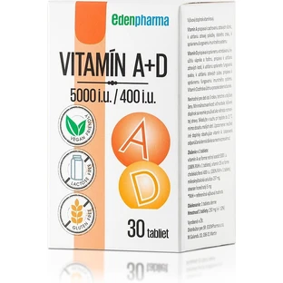 EDENPharma VITAMIN A + D3 (5000 I.E./400 I.E.) 1×30 tbl, Nahrungsergänzungsmittel
