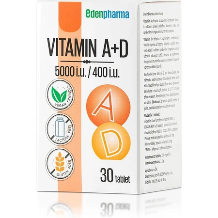 EDENPharma VITAMIN A + D3 (5000 I.E./400 I.E.) 1×30 tbl, Nahrungsergänzungsmittel