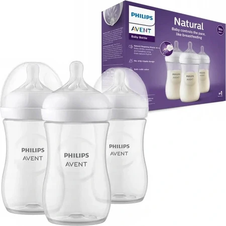 Philips AVENT Natural Response Biberón 260 ml, 1m+ 3 unidades 1×3 unidades 1×3 unidades, vidrio
