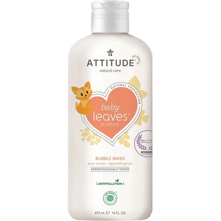 ATTITUDE Bébé feuilles bain moussant au jus de poire 1×473 ml, savon moussant pour bébé
