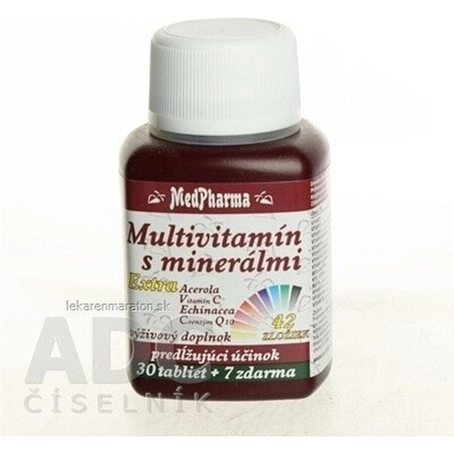 MedPharma MULTIVITAMINA CON MINERALI EXTRA 42 INGREDIENTI 1 × 30 + 7 tbl in omaggio (37 pz.)