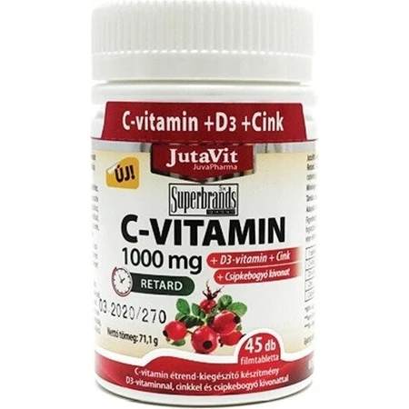 JutaVit Vitamina C 1000 mg con rosa mosqueta + vitamina D3 1×100 tbl, Vitamina C 1000 mg con rosa mosqueta + vitamina D3