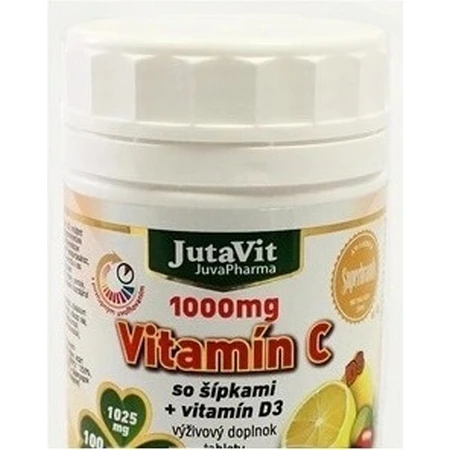 JutaVit Vitamina C 1000 mg con rosa mosqueta + vitamina D3 1×100 tbl, Vitamina C 1000 mg con rosa mosqueta + vitamina D3