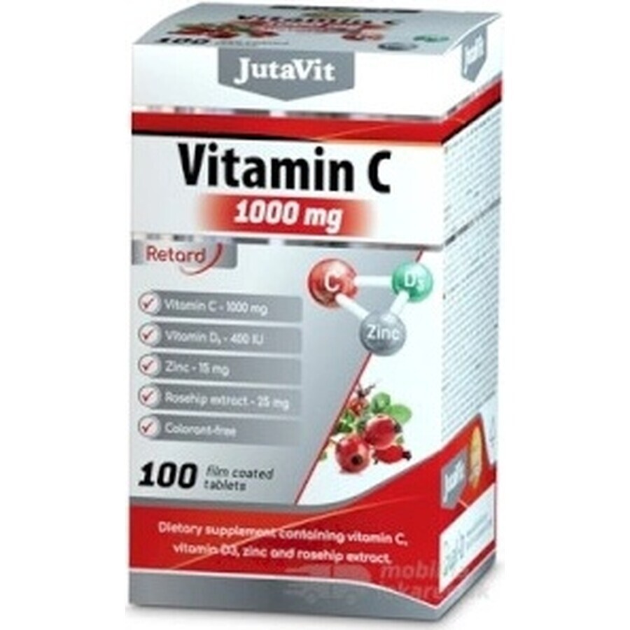 JutaVit Vitamin C 1000 mg mit Hagebutte + Vitamin D3 1×100 tbl, Vitamin C 1000 mg mit Hagebutte + Vitamin D3