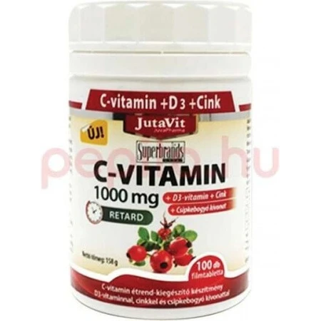 JutaVit Vitamina C 1000 mg con rosa mosqueta + vitamina D3 1×100 tbl, Vitamina C 1000 mg con rosa mosqueta + vitamina D3