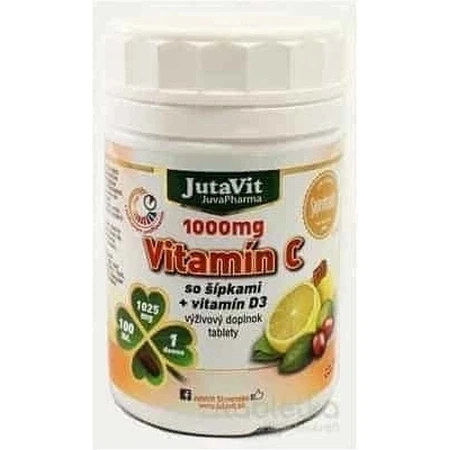 JutaVit Vitamina C 1000 mg con rosa mosqueta + vitamina D3 1×100 tbl, Vitamina C 1000 mg con rosa mosqueta + vitamina D3