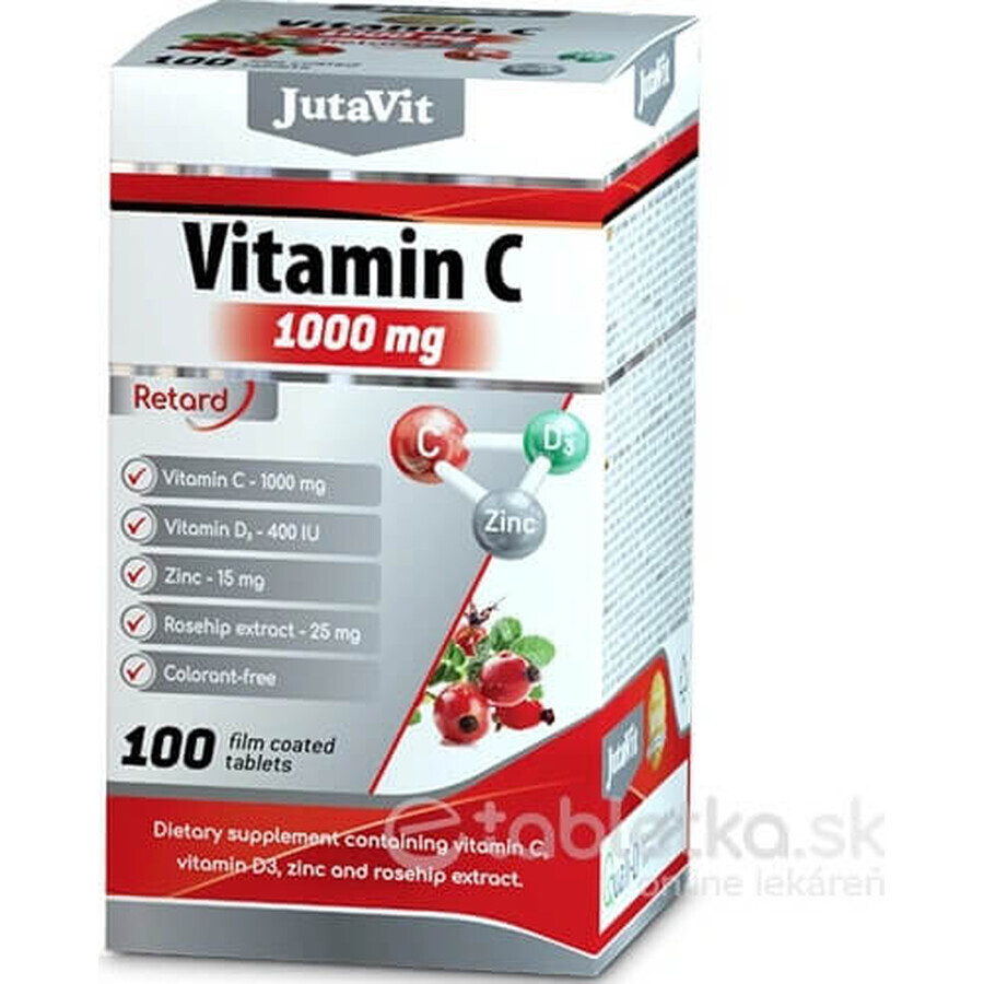 JutaVit Vitamin C 1000 mg mit Hagebutte + Vitamin D3 1×100 tbl, Vitamin C 1000 mg mit Hagebutte + Vitamin D3
