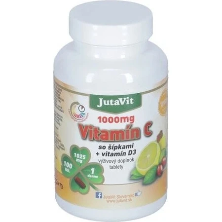 JutaVit Vitamina C 1000 mg con rosa mosqueta + vitamina D3 1×100 tbl, Vitamina C 1000 mg con rosa mosqueta + vitamina D3
