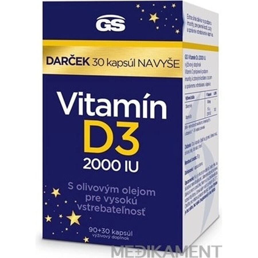 GS Vitamina D3 2000 UI 1×120 tbl, complemento alimenticio