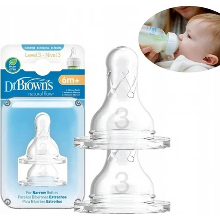 Dr.BROWN'S OPTIONS+ NIVEL 3 1×2, estrecho, pezones de silicona 6m+