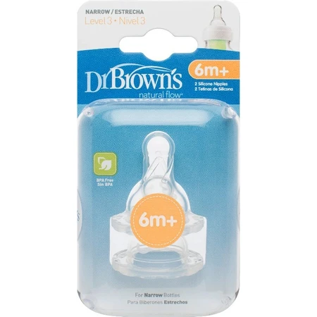 Dr.BROWN'S OPTIONS+ NIVEL 3 1×2, estrecho, pezones de silicona 6m+