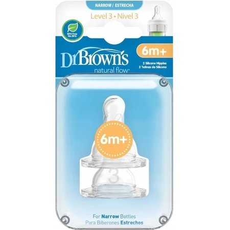 Dr.BROWN'S OPTIONS+ NIVEL 3 1×2, estrecho, pezones de silicona 6m+