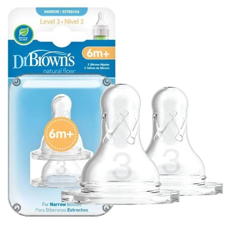 Dr.BROWN'S OPTIONS+ NIVEL 3 1×2, estrecho, pezones de silicona 6m+