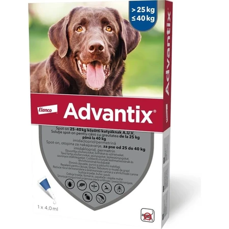ADVANTIX SPOT-ON PES 4×4 ml, antiparasitic repellent preparation