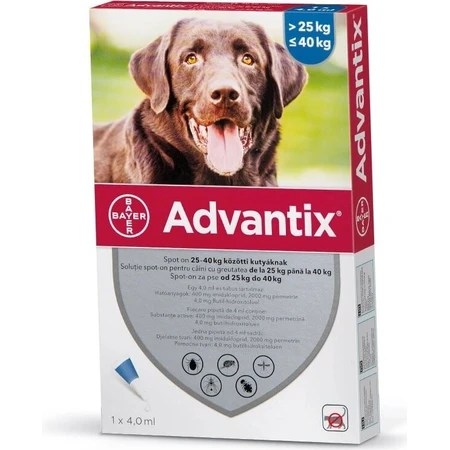 ADVANTIX SPOT-ON PES 4×4 ml, antiparasitic repellent preparation