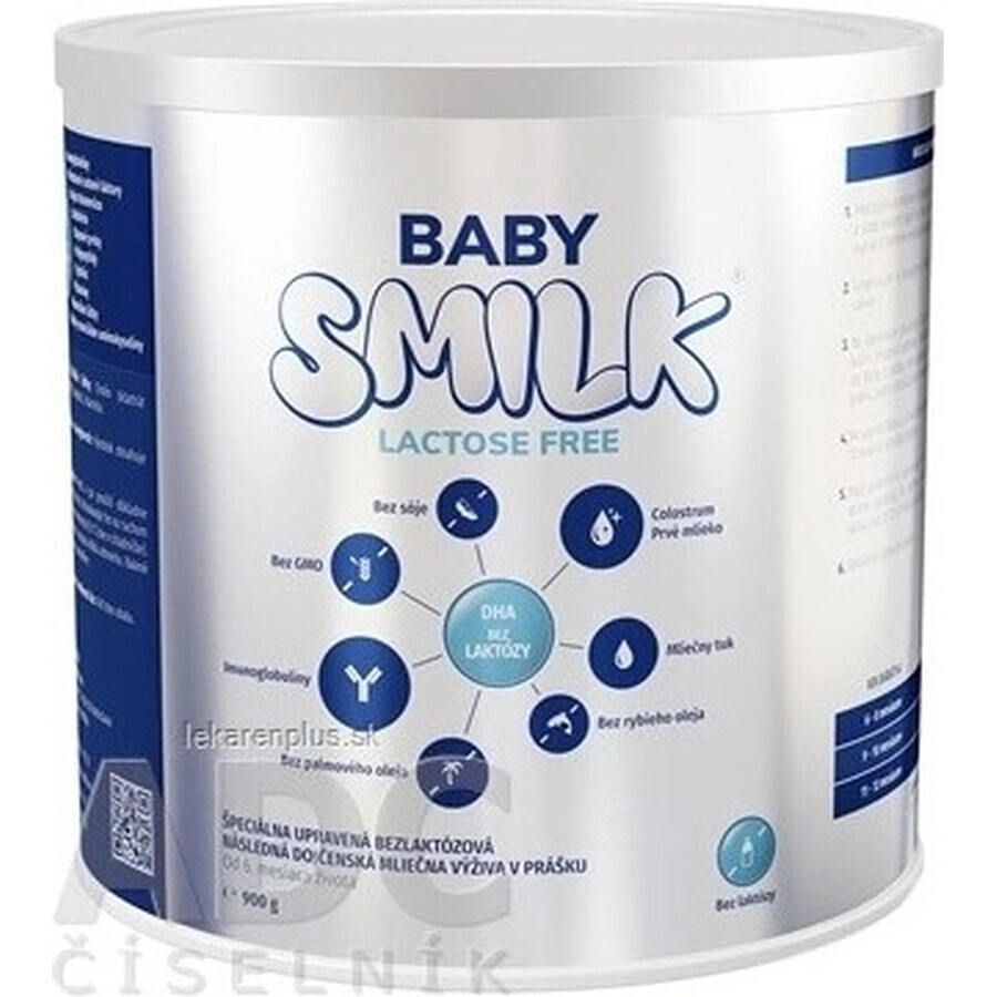 BABYSMILK Lactose Free - lactose free follow-on formula with Colostrum 1×900 g, specially formulated follow-on formula