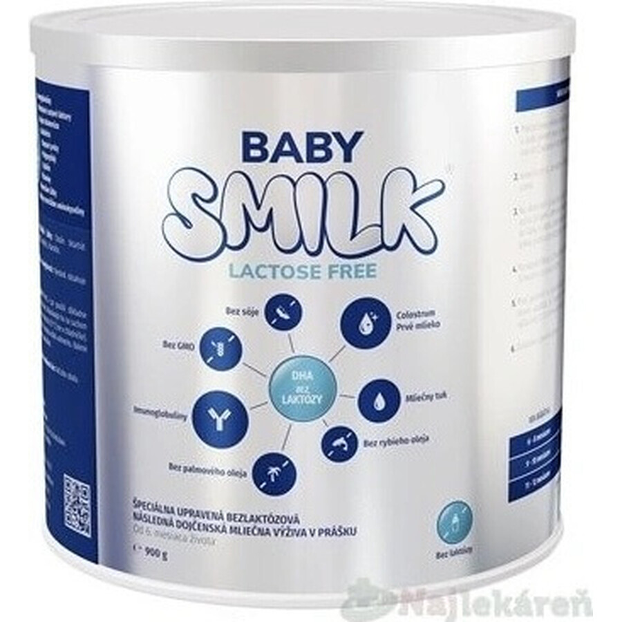 BABYSMILK Lactose Free - lactose free follow-on formula with Colostrum 1×900 g, specially formulated follow-on formula