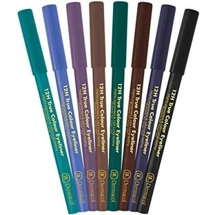 Dermacol Lápiz de ojos 12H True Colour Eyeliner nº 8 1×1 ud, lápiz de ojos de madera, negro