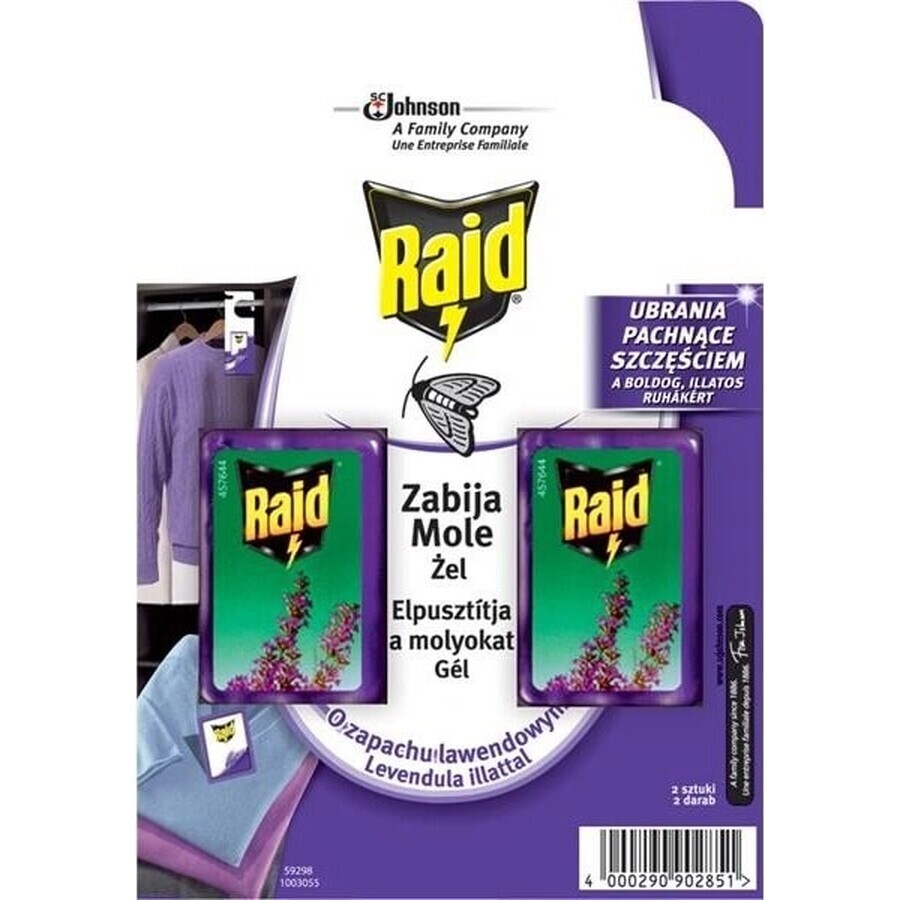 Raid gel anti-mites lavande lavande 1×2 pcs, contre les mites Raid gel anti-mites lavande lavande 1×2 pcs, contre les mites