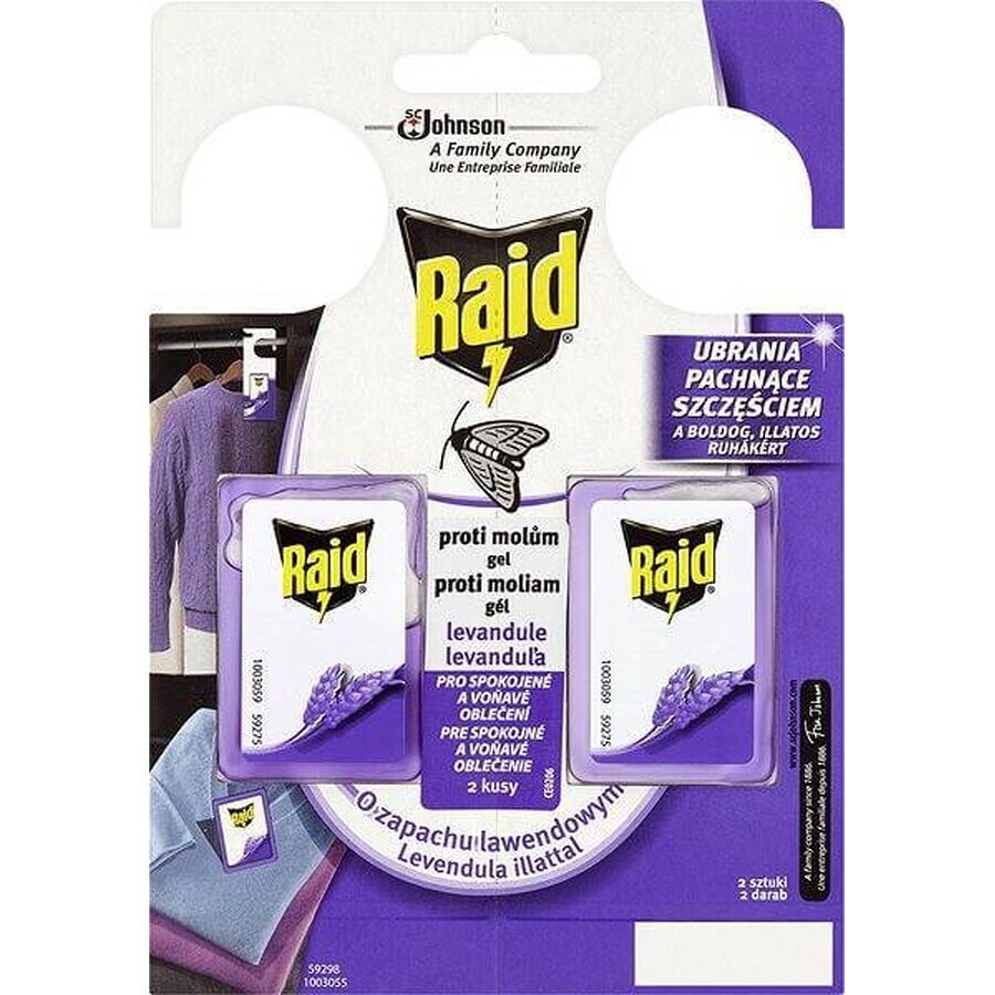 Raid gel anti-mites lavande lavande 1×2 pcs, contre les mites Raid gel anti-mites lavande lavande 1×2 pcs, contre les mites