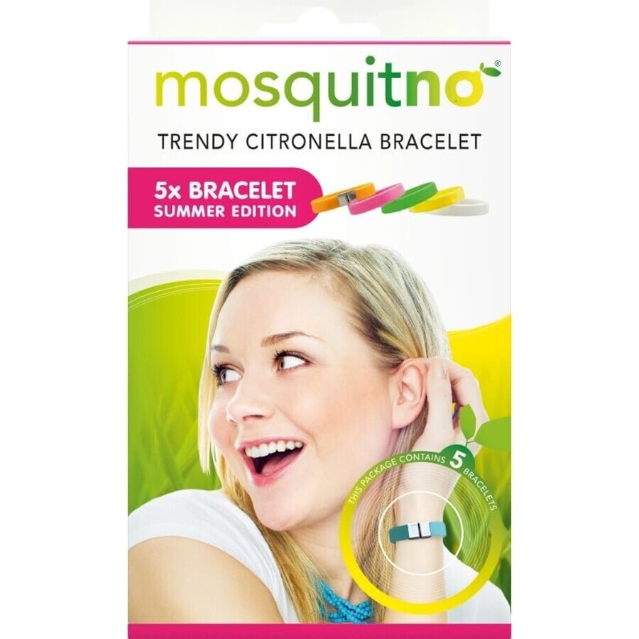 MosquitNo Summer bracelet with citronella scent-releasing clasp, adjustable size 1×5 pcs, mosquito bracelets