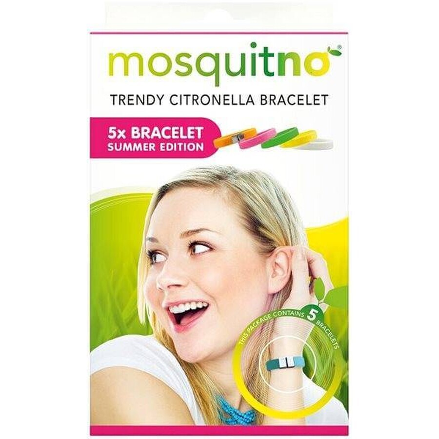 MosquitNo Summer bracelet with citronella scent-releasing clasp, adjustable size 1×5 pcs, mosquito bracelets