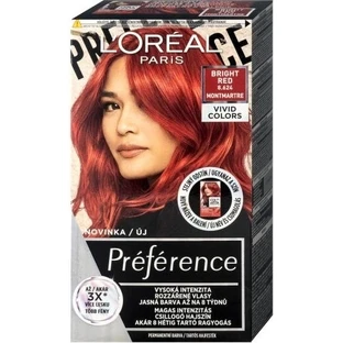L'Oréal Paris Préférence Vivid Colors permanent hair color 1×1 set, Montmartre - Bright Red, 60+90+54 ml