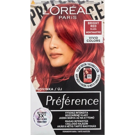 L'Oréal Paris Préférence Vivid Colors permanent hair color 1×1 set, Montmartre - Bright Red, 60+90+54 ml