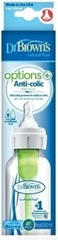 Biberon Dr. BROWN&#39;S OPTIONS+ 250 ml 1&#215;1 pc, &#233;troit, 0M+, anti-colique, plastique, blanc
