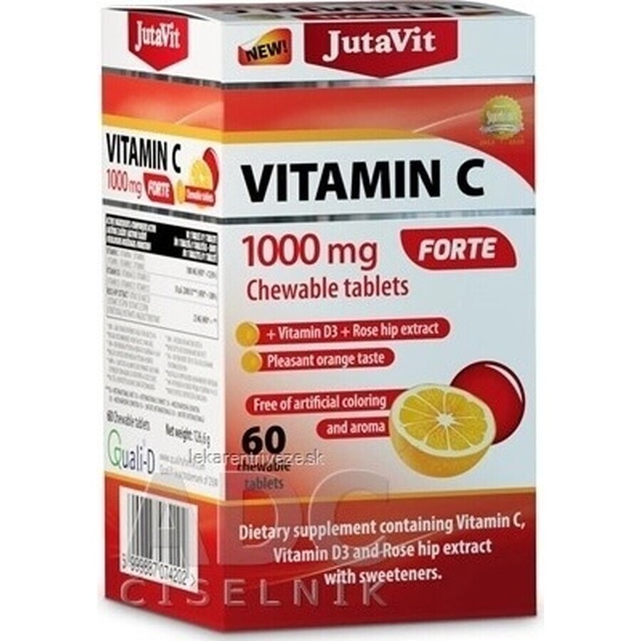 JutaVit Vitamin C 1000 mg FORTE 1×60 pcs, chewable tablets with vitamin D3