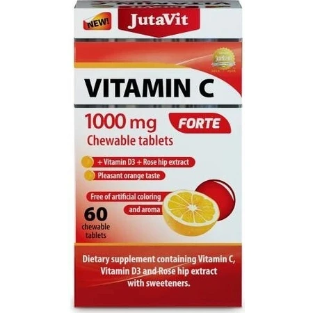 JutaVit Vitamine C 1000 mg FORTE 1×60 stuks, kauwtabletten met vitamine D3