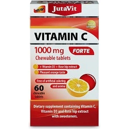 JutaVit Vitamine C 1000 mg FORTE 1×60 stuks, kauwtabletten met vitamine D3